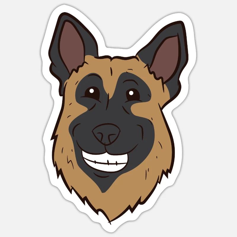 German Shepherd - Head - Sticker size S (10 x 10 cm) - white matte