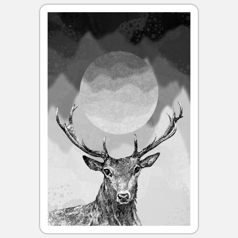 Cerf - Sticker taille S (10 x 10 cm) - blanc mat