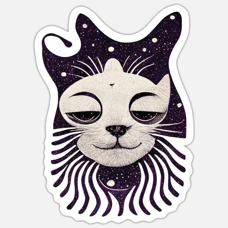 Chat Perché 003 - Sticker taille S (10 x 10 cm) - blanc mat