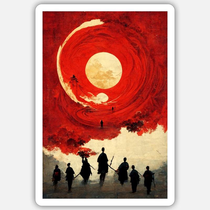 Samurai Japanese Moon - Sticker size S (10 x 10 cm) - white matte