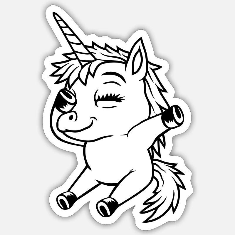 Sitzendes Dabbing Einhorn Mädchen Sticker Größe S (10 x 10 cm)