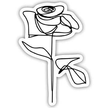 Rose 1 Oneline weiß - Sticker Größe S (10 x 10 cm) - Mattweiß - Vorne