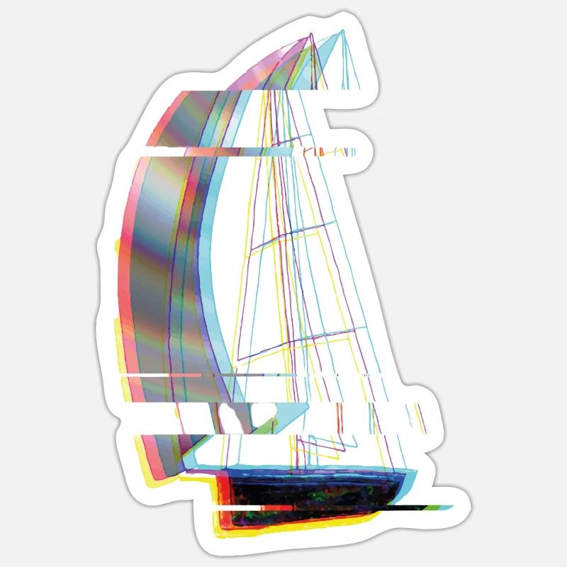 Segelboot Kunst - Sticker Größe S (10 x 10 cm) - Mattweiß
