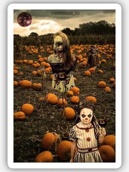 Kürbis-Horror-Horror - Sticker Größe S (10 x 10 cm) - Mattweiß