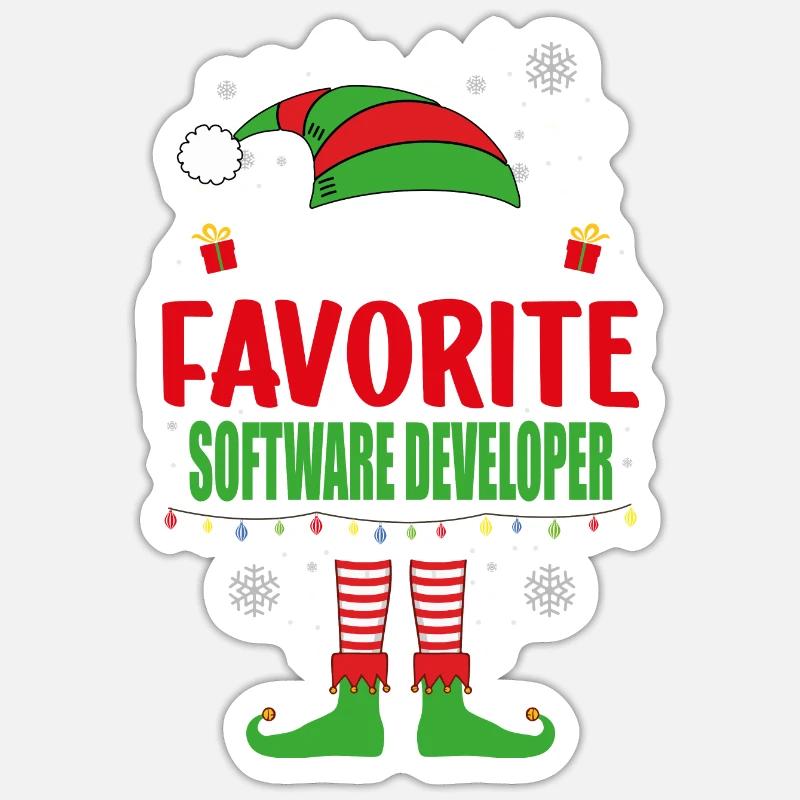 Santa's Favorite Software Developer Elf Christmas Sticker Größe S (10 x 10 cm)