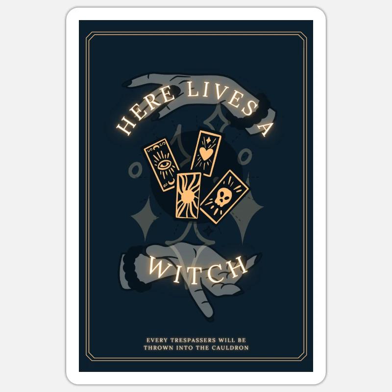Here Lives a Witch - Sticker taille S (10 x 10 cm) - blanc mat