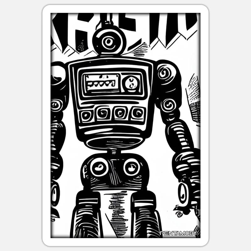 Robot Comic Future Cyborg Machine Technology Sticker taille S (10 x 10 cm)