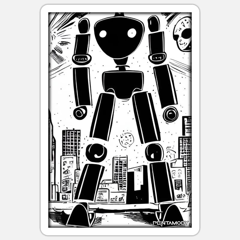 Robot Comic Future Cyborg Machine Technology Sticker taille S (10 x 10 cm)