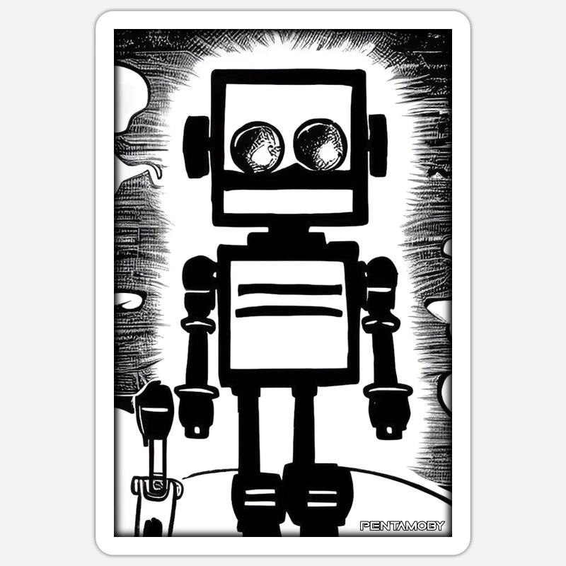 Robot Comic Future Cyborg Machine Technology Sticker taille S (10 x 10 cm)