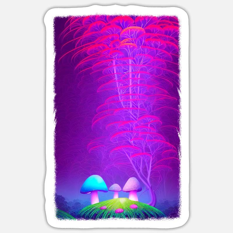 Champignons Vertical 3 Sticker taille S (10 x 10 cm)
