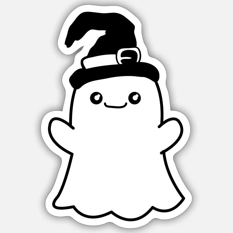 Fantôme - Sticker taille S (10 x 10 cm) - blanc mat