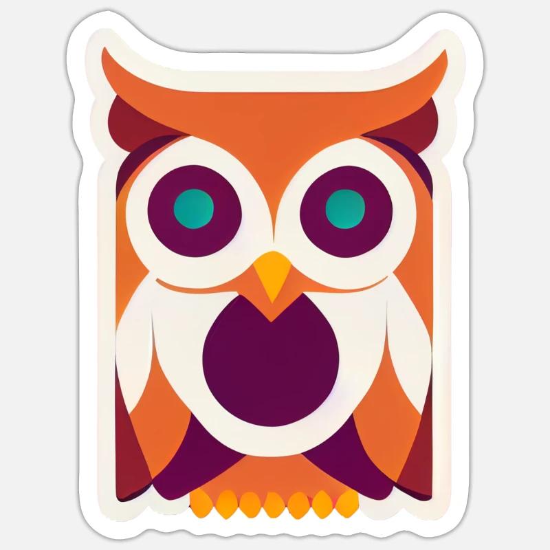 Kawaii Eule - Sticker Größe S (10 x 10 cm) - Mattweiß
