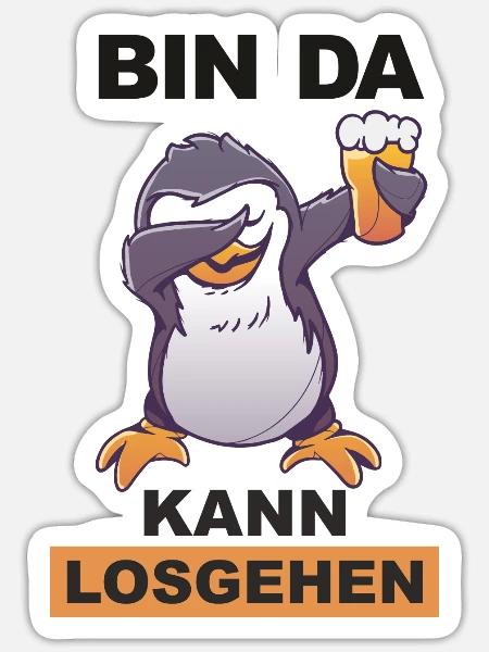 Dabbing Pinguin saufen Trinkspruch - Sticker Größe S (10 x 10 cm) - Mattweiß
