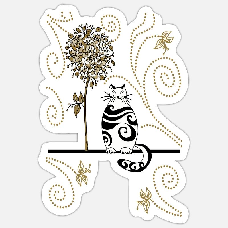 Chat - Sticker taille S (10 x 10 cm) - blanc mat