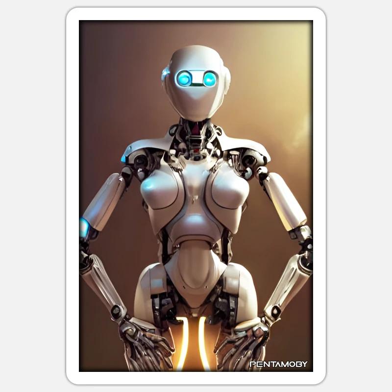 Robot Future Science Sci-Fi Machine - Sticker size S (10 x 10 cm) - white matte