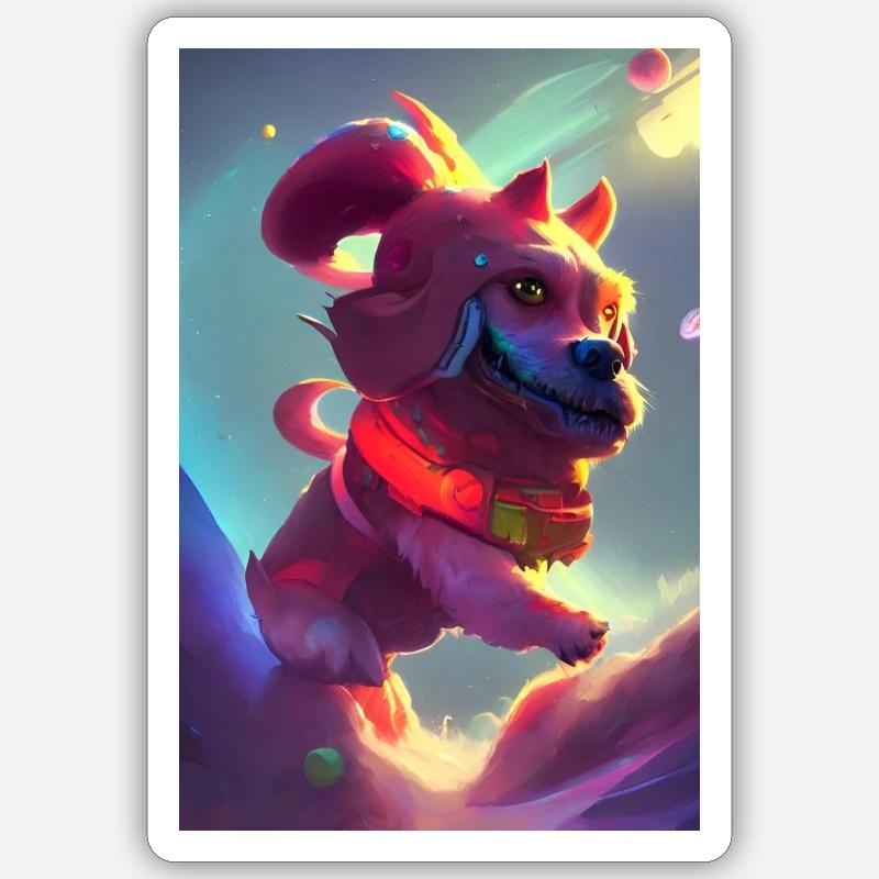 Chien dans l'espace Sticker taille S (10 x 10 cm)