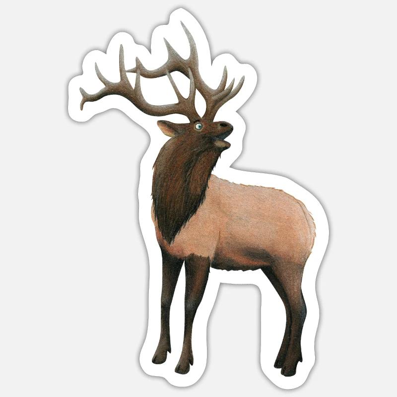Wapitihirsch - Sticker Größe S (10 x 10 cm) - Mattweiß