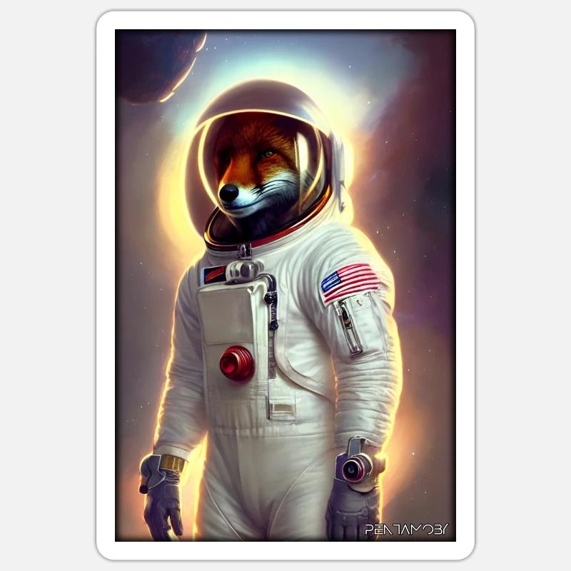 Fox Wildlife Astronaut Future Sci-Fi Technology Sticker taille S (10 x 10 cm)