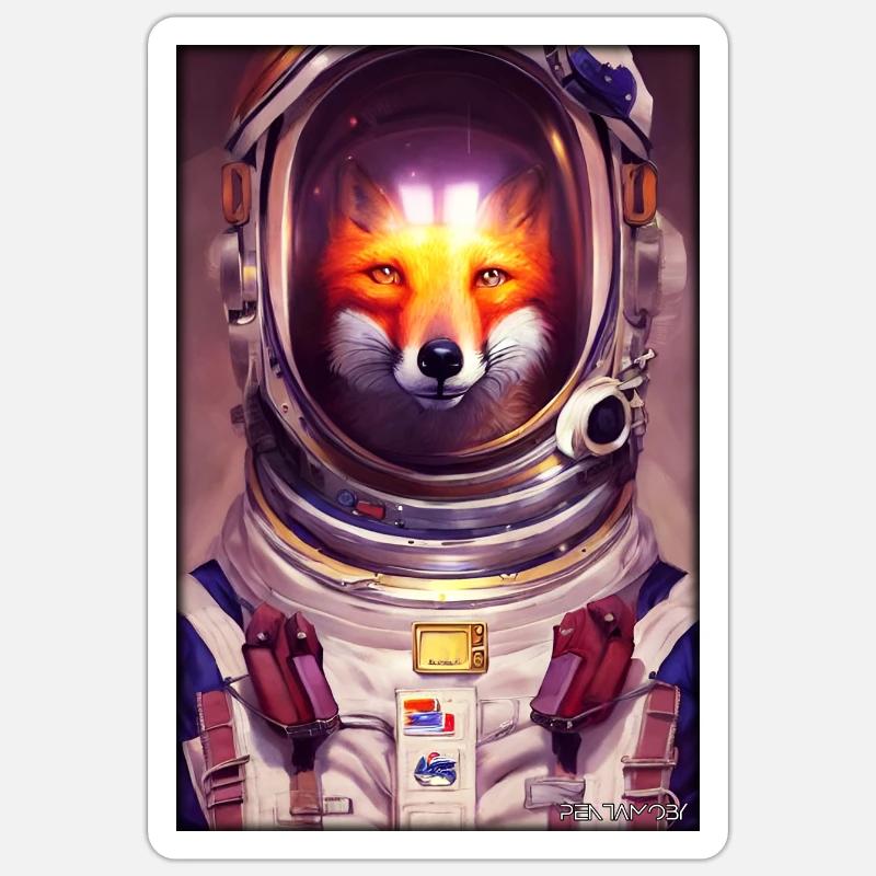Fox Wildlife Astronaut Future Sci-Fi Technology Sticker taille S (10 x 10 cm)