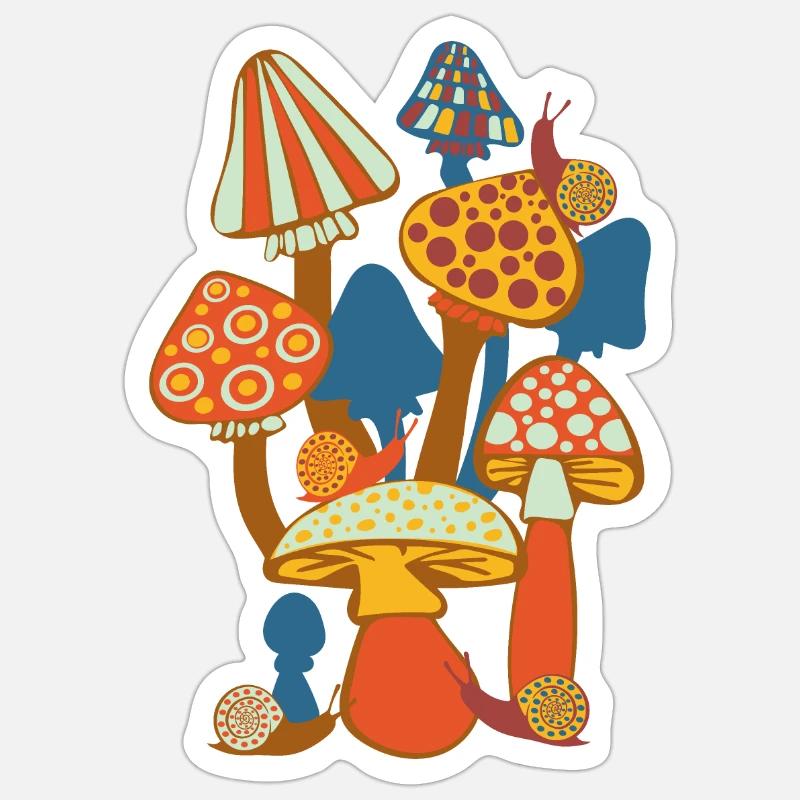 Champignons Poster champignons Sticker taille S (10 x 10 cm)