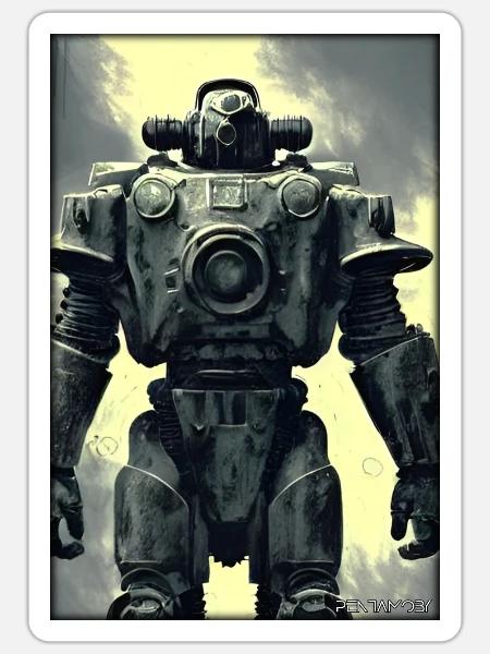 Kampfbot Roboter Supersoldat Maschine Krieger - Sticker Größe S (10 x 10 cm) - Mattweiß