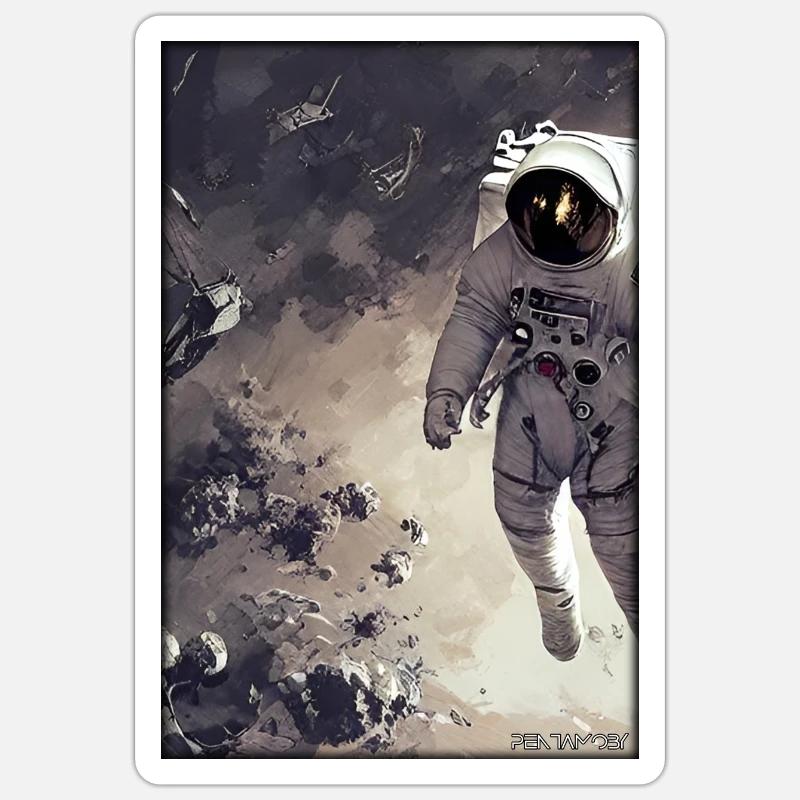 Technologie de science-fiction Astronaut Future - Sticker taille S (10 x 10 cm) - blanc mat