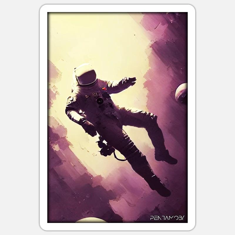 Astronaut Zukunft Sci-Fi Technik - Sticker Größe S (10 x 10 cm) - Mattweiß