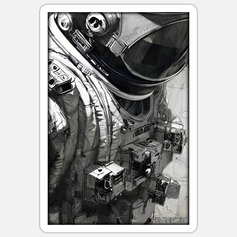 Astronaut Zukunft Sci-Fi Technik Sticker Größe S (10 x 10 cm)