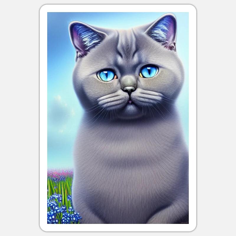 Chat mignon dans le champ de fleurs Sticker taille S (10 x 10 cm)