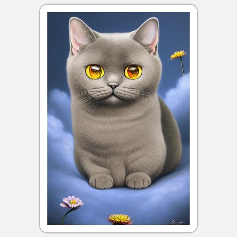 Cute cat on a cloud Sticker size S (10 x 10 cm)