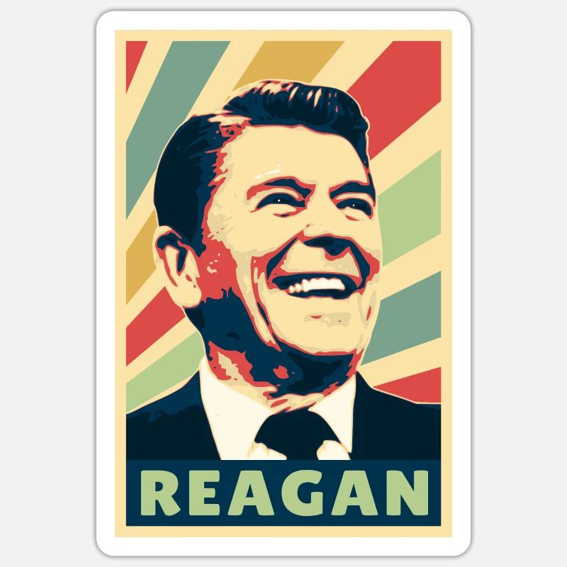 Ronald Reagan Vintage Farben - Sticker Größe S (10 x 10 cm) - Mattweiß