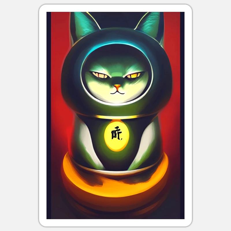 Maneki neko 3 - Sticker Größe S (10 x 10 cm) - Mattweiß