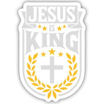 jesus is king Zitat - Sticker Größe S (10 x 10 cm) - Mattweiß - Vorne