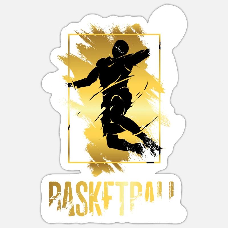 Basketteur Basketteur Dunking Gold Splash - Sticker taille S (10 x 10 cm) - blanc mat