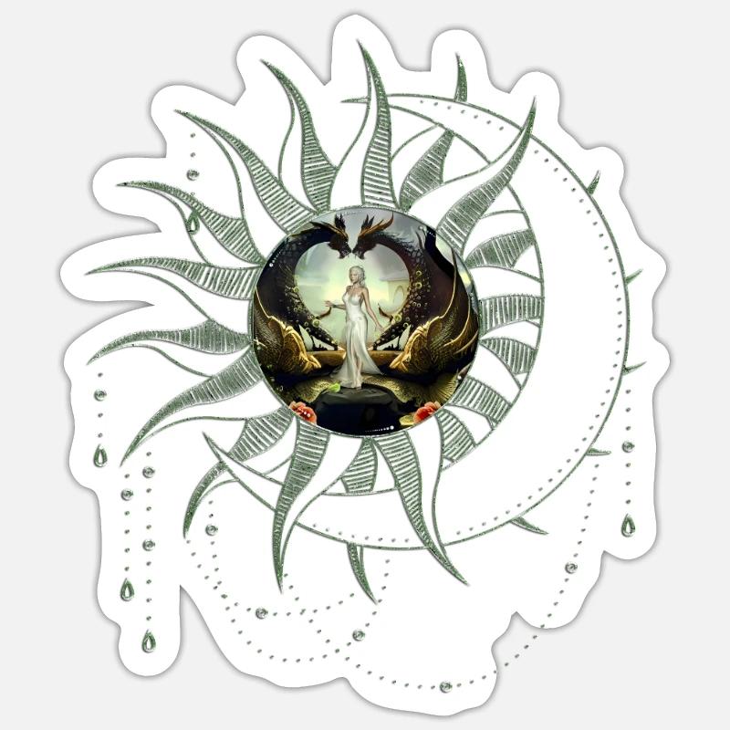 Wunderbare Fee am Drachentor Sticker Größe S (10 x 10 cm)