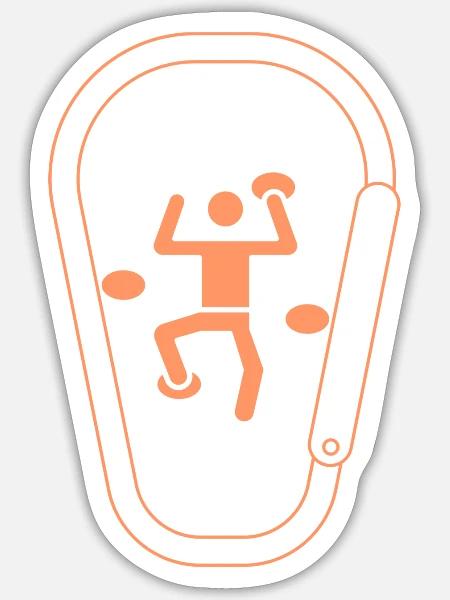 Kletterer in Karabiner - Sticker Größe S (10 x 10 cm) - Mattweiß