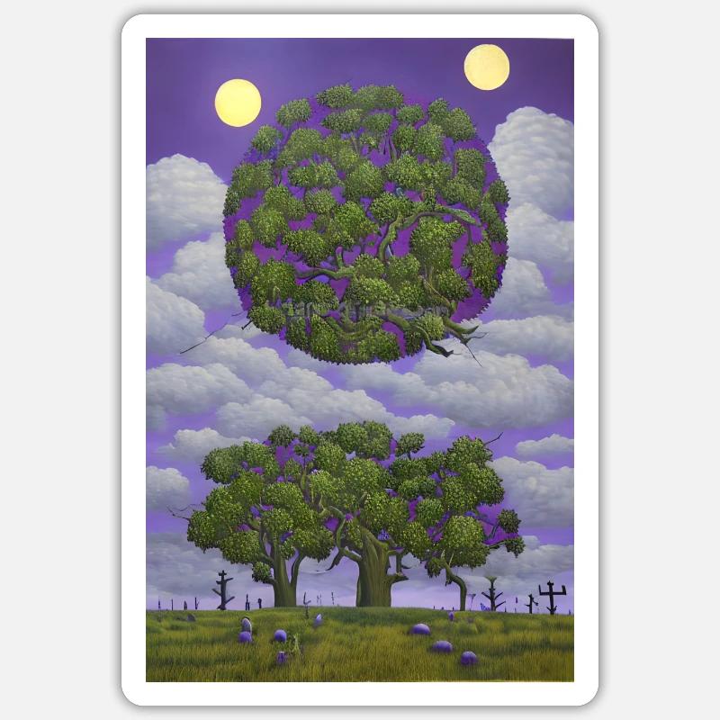 Tree and moon - Sticker size S (10 x 10 cm) - white matte