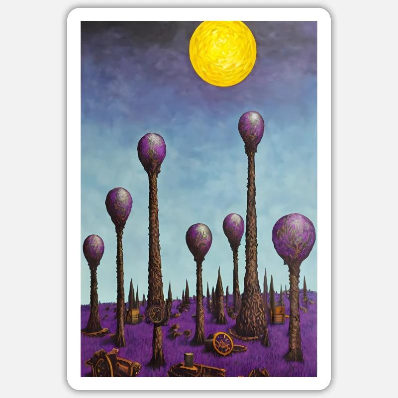 Forêt de champignons - Sticker taille S (10 x 10 cm) - blanc mat