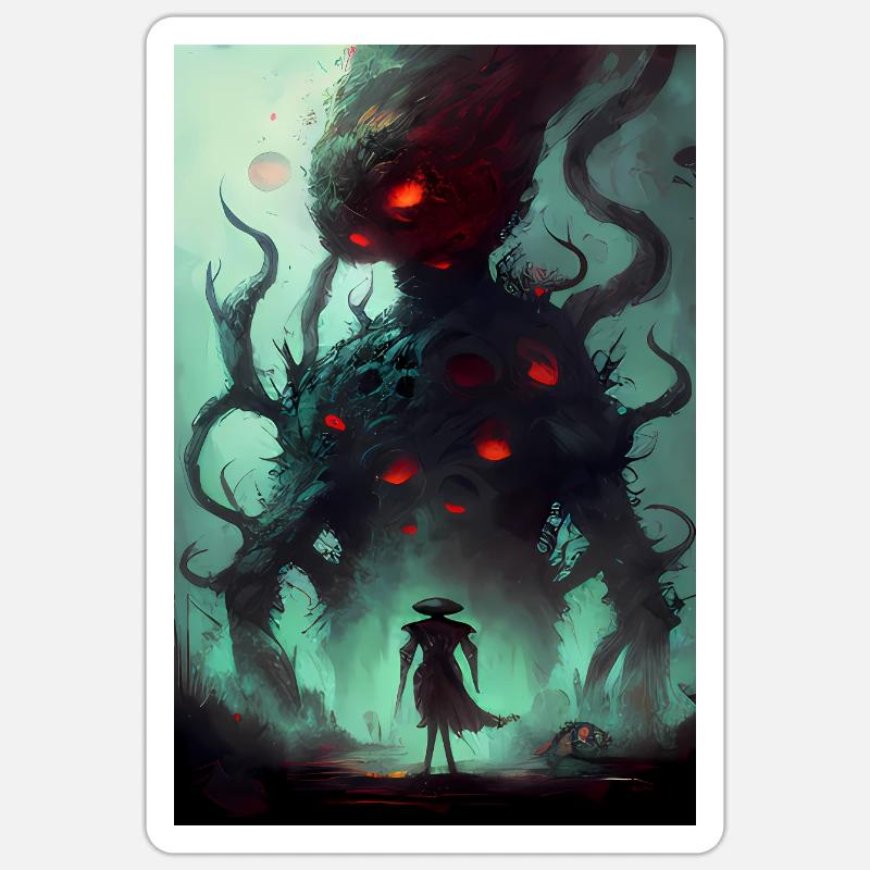 Démon effrayant de l’enfer - Sticker taille S (10 x 10 cm) - blanc mat