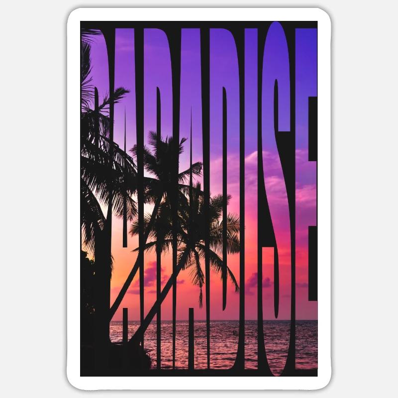 paradise tshirt design - Sticker size S (10 x 10 cm) - white matte