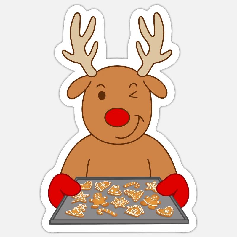 Reindeer Christmas biscuits Baking cookies - Sticker size S (10 x 10 cm) - white matte
