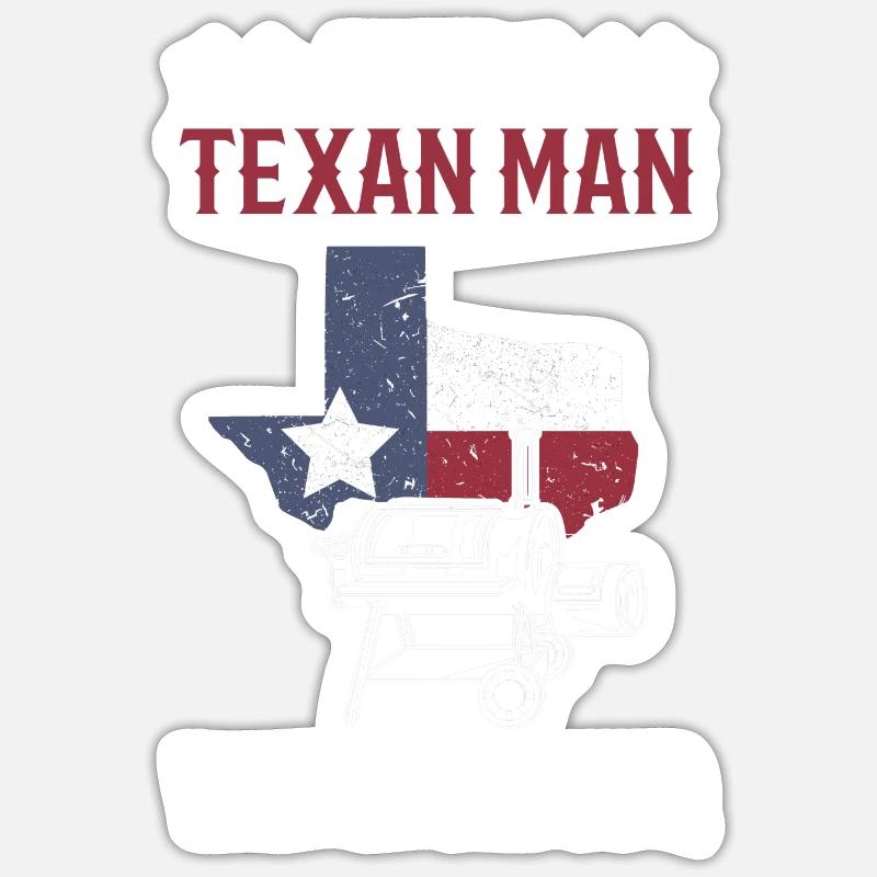 Barbecue Texas - Sticker taille S (10 x 10 cm) - blanc mat