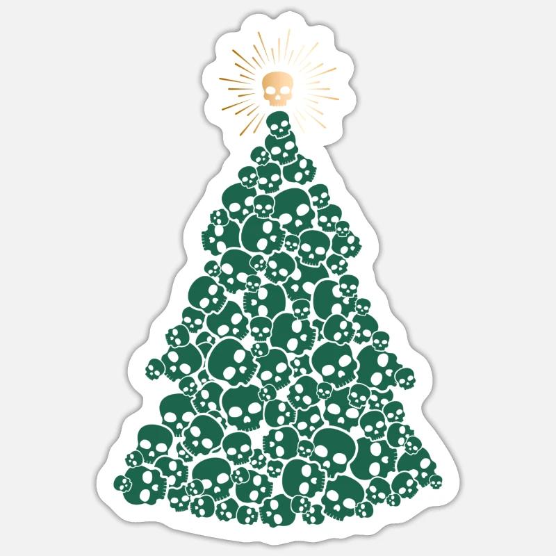 Skull Christmas tree - Sticker size S (10 x 10 cm) - white matte