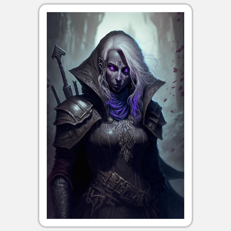 Drow Ranger - Sticker taille S (10 x 10 cm) - blanc mat