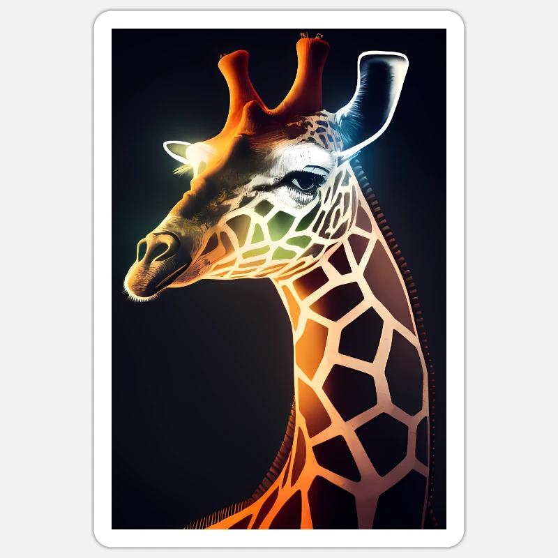 Girafe exotique - Sticker taille S (10 x 10 cm) - blanc mat