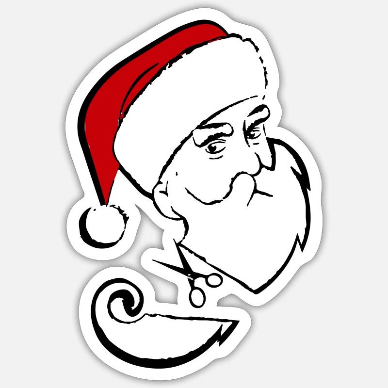 Santa Claus Beard Cutting - Sticker size S (10 x 10 cm) - white matte