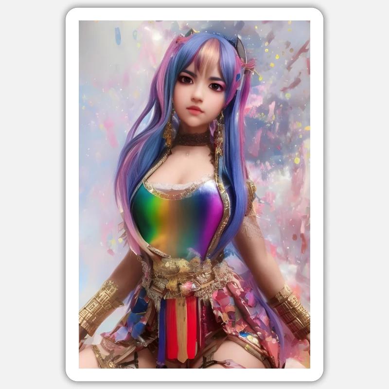 Fille multicolore Sticker taille S (10 x 10 cm)