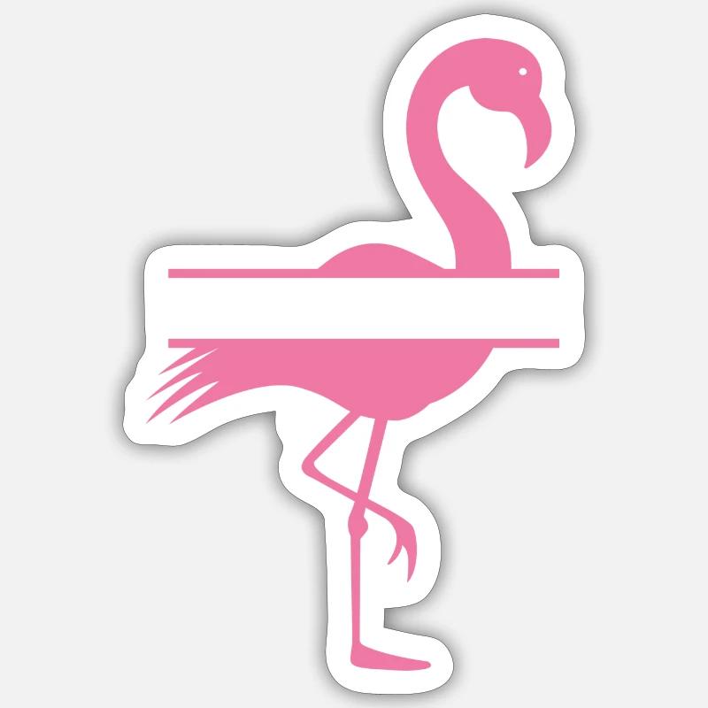 Flamingo with text field - Sticker size S (10 x 10 cm) - white matte