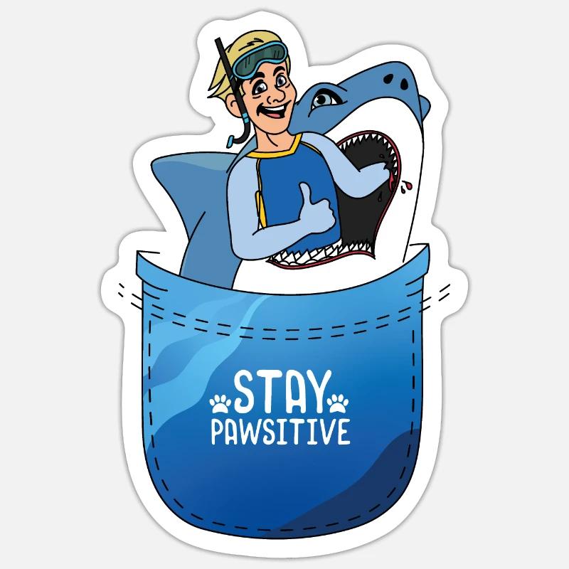 Requin affamé - Sticker taille S (10 x 10 cm) - blanc mat