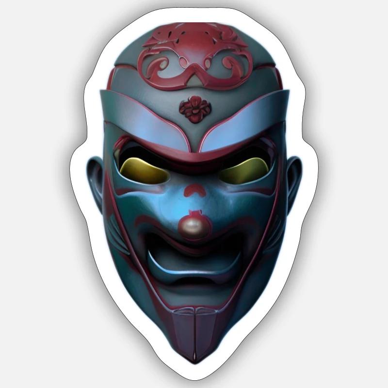 Samouraï master warriors - Sticker taille S (10 x 10 cm) - blanc mat